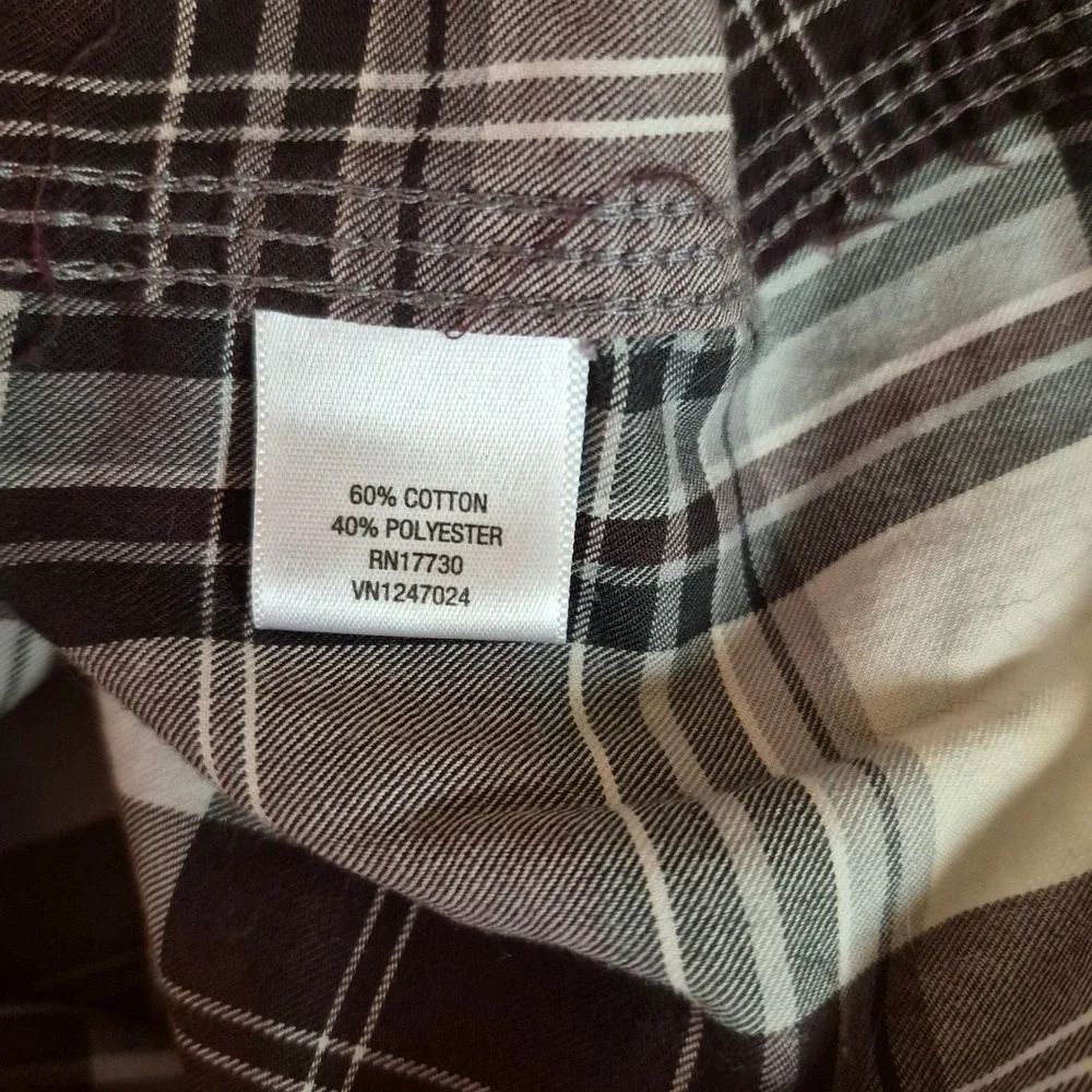 Converse One Star Mens XL Plaid Button Up Shirt Purple White Long Sleeve Casual